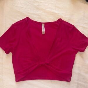 Alo Women's Pink Magenta Knotted Crop Top